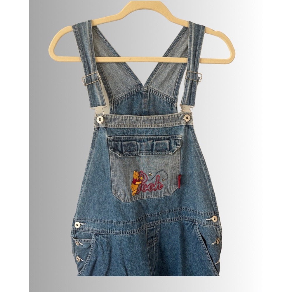 Vintage 90s Women's Overalls Disney Winnie the Pooh Medium Denim 100% Cotton EUC